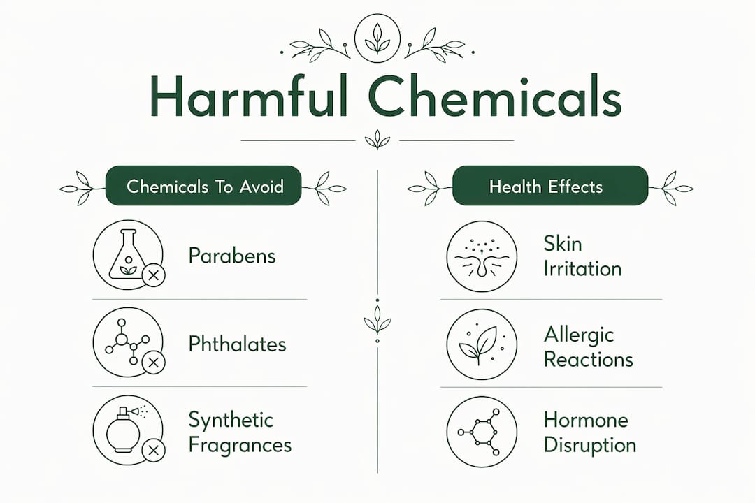 Infographic comparing harmful chemicals and their effects