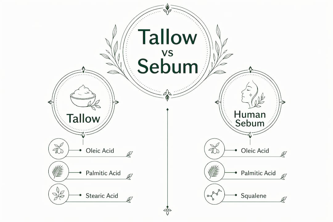 Infographic comparing tallow and human sebum fatty acids