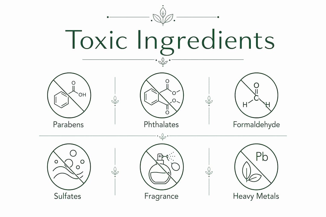 Infographic showing major toxic skincare ingredients