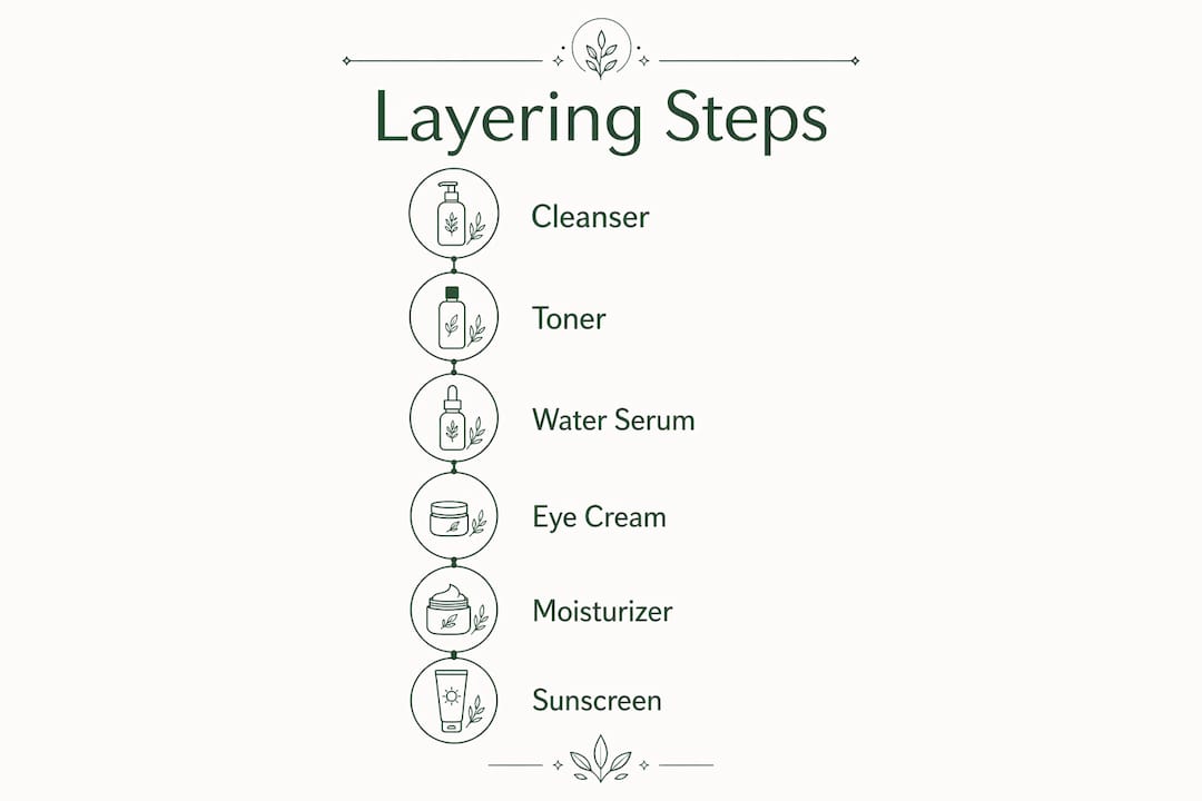 Infographic showing skincare layering steps