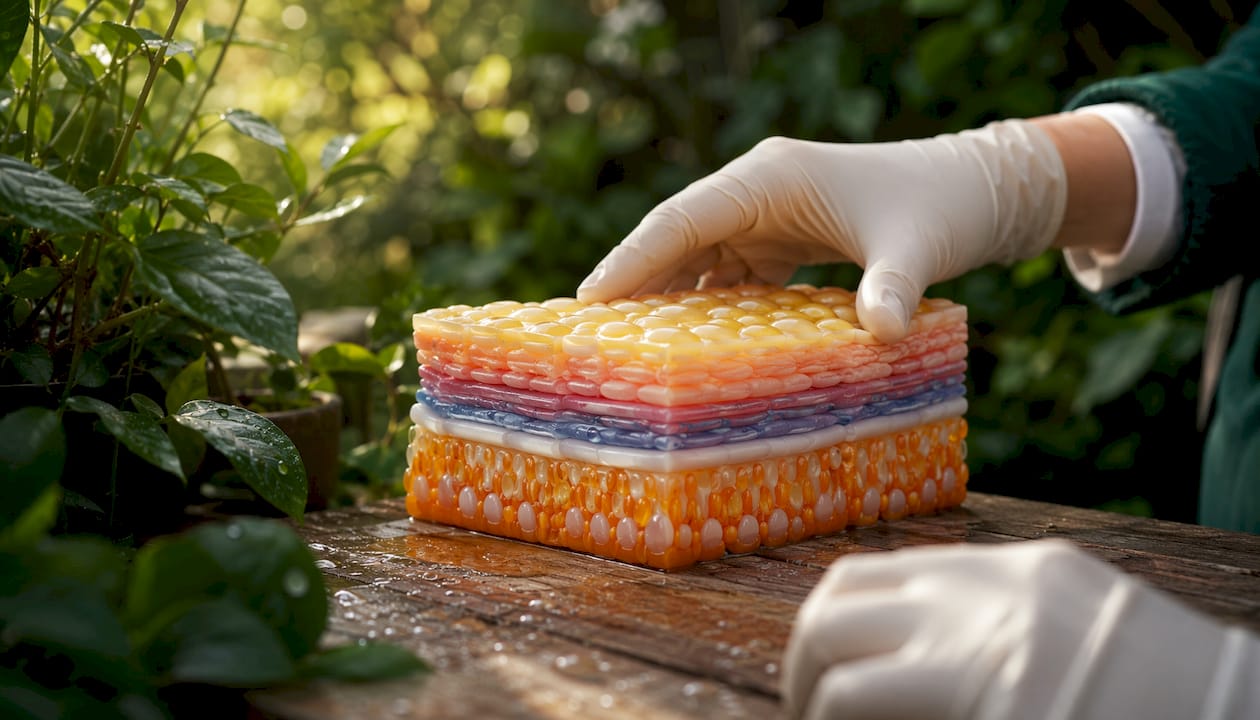 Close-up of skin barrier lipid matrix model