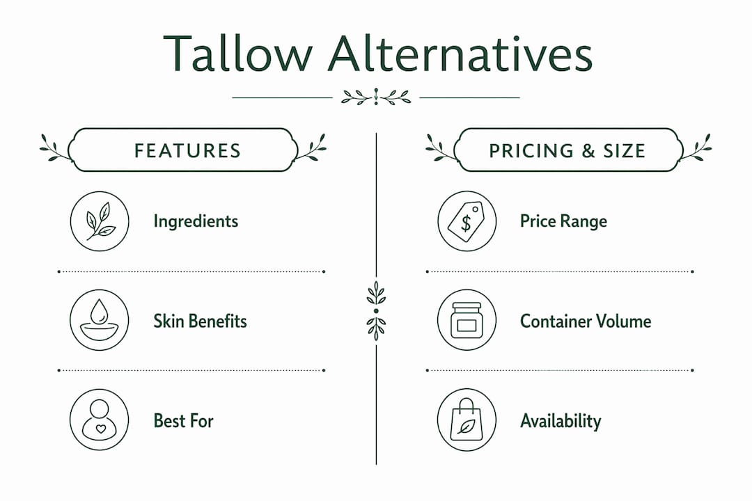 Infographic comparing tallow product features and pricing