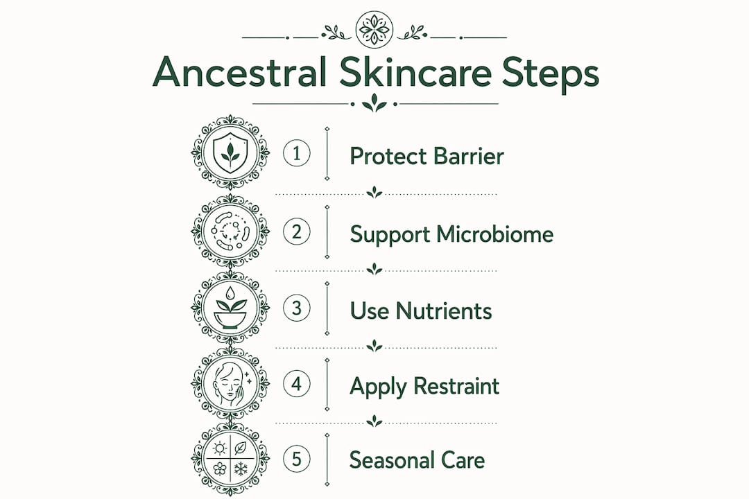 Infographic showing ancestral skincare key steps