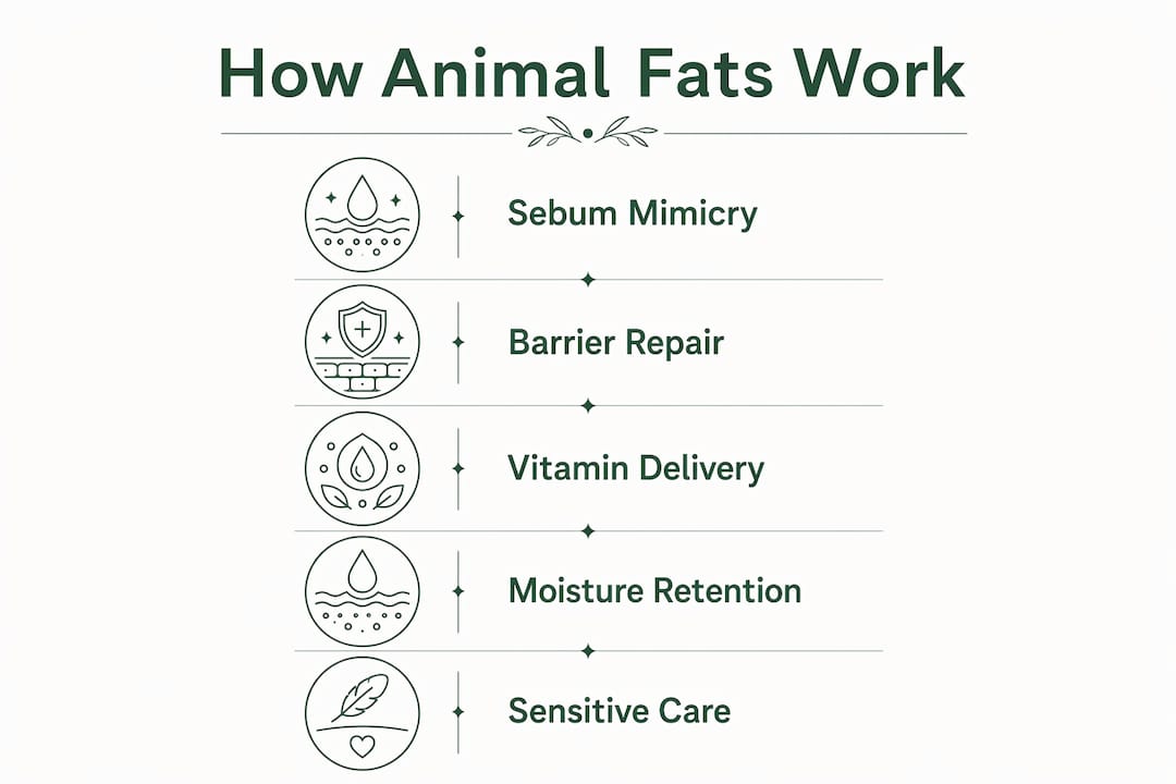 Infographic showing animal fats skin hydration steps