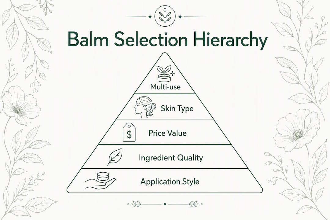 Infographic pyramid of balm selection criteria