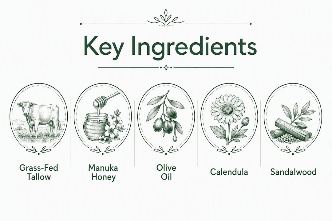 Infographic showing key ingredients and skin benefits