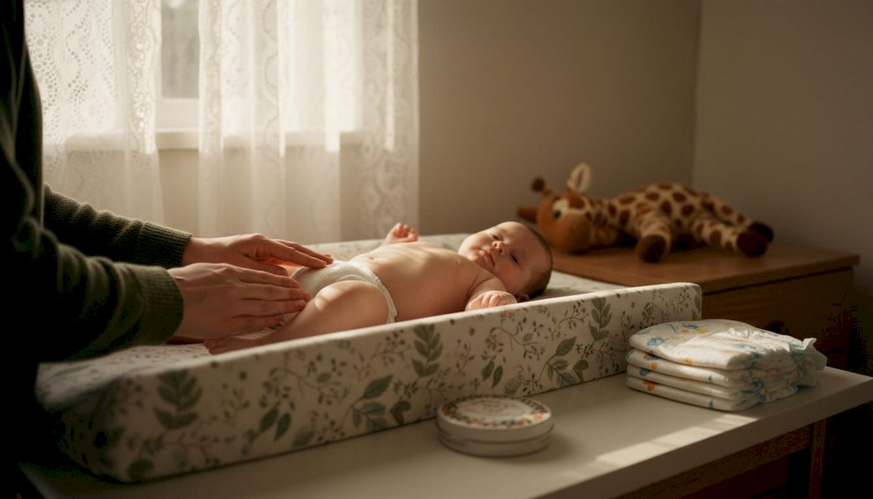 Bum balm use during diaper change routine