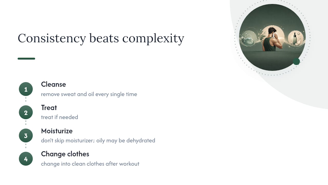 Diagram of four consistent post-workout skincare steps