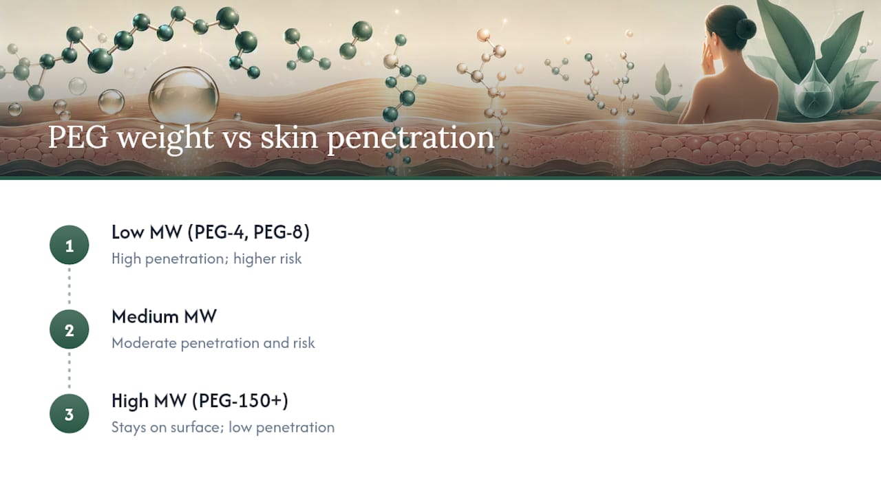 Diagram comparing PEG molecular weight and skin penetration risk