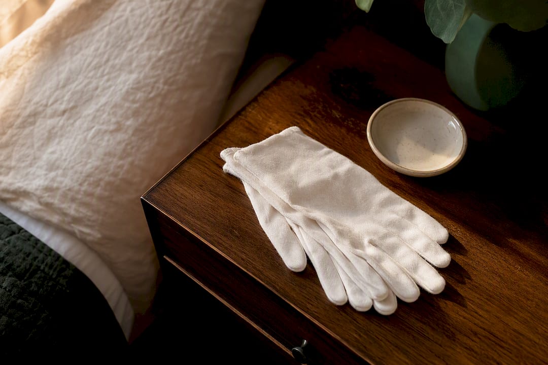 Cotton gloves ready for overnight hand care