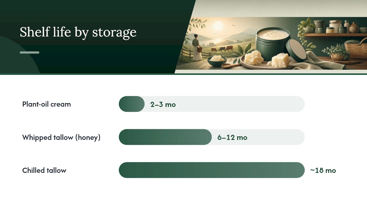 Shelf life comparison for tallow balm