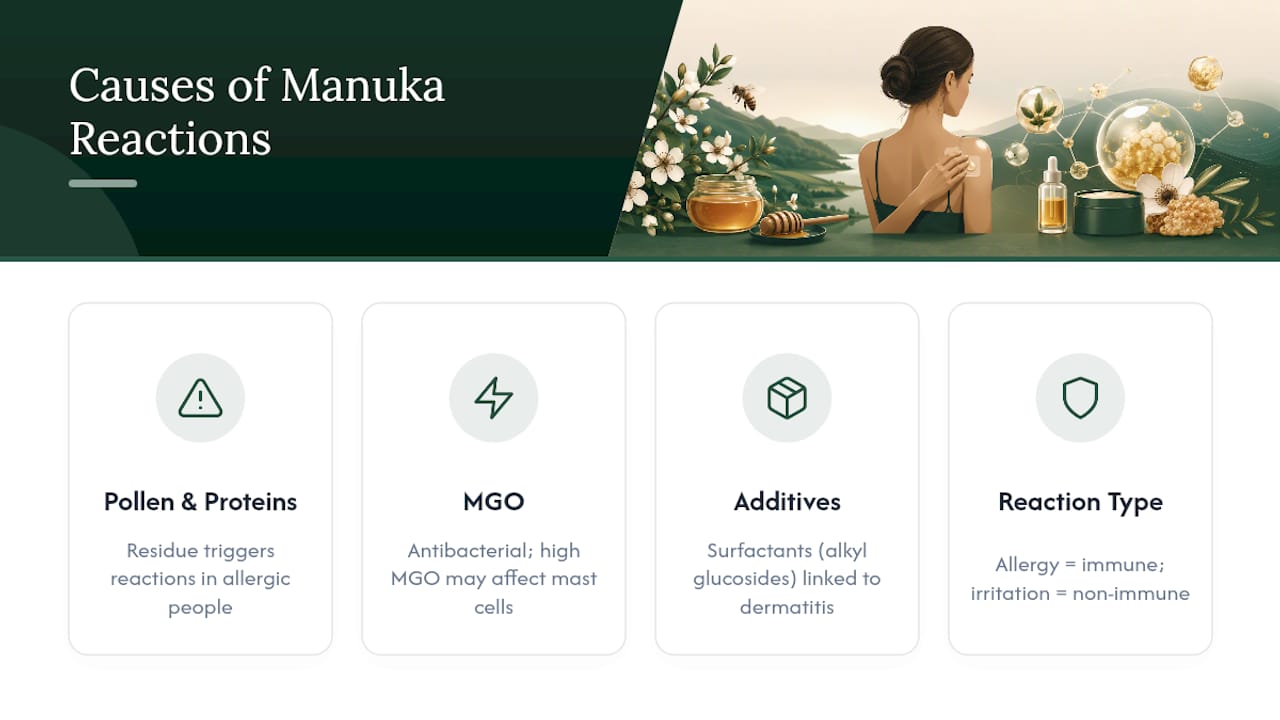 Three possible causes of Manuka skin reactions