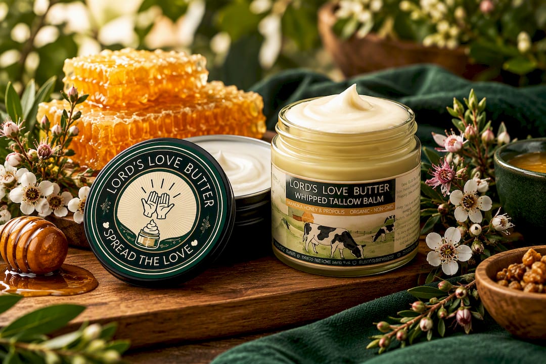 Whipped Beef Tallow Balm with Manuka Honey & Propolis - 2.4 oz Jar