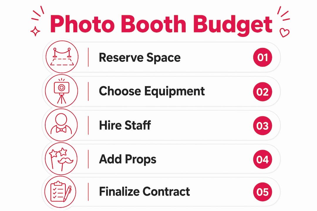 Infographic outlining steps for budgeting prom photo booth