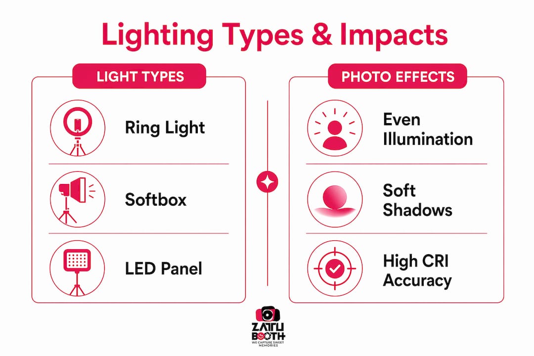 Infographic comparing light types and their photo effects