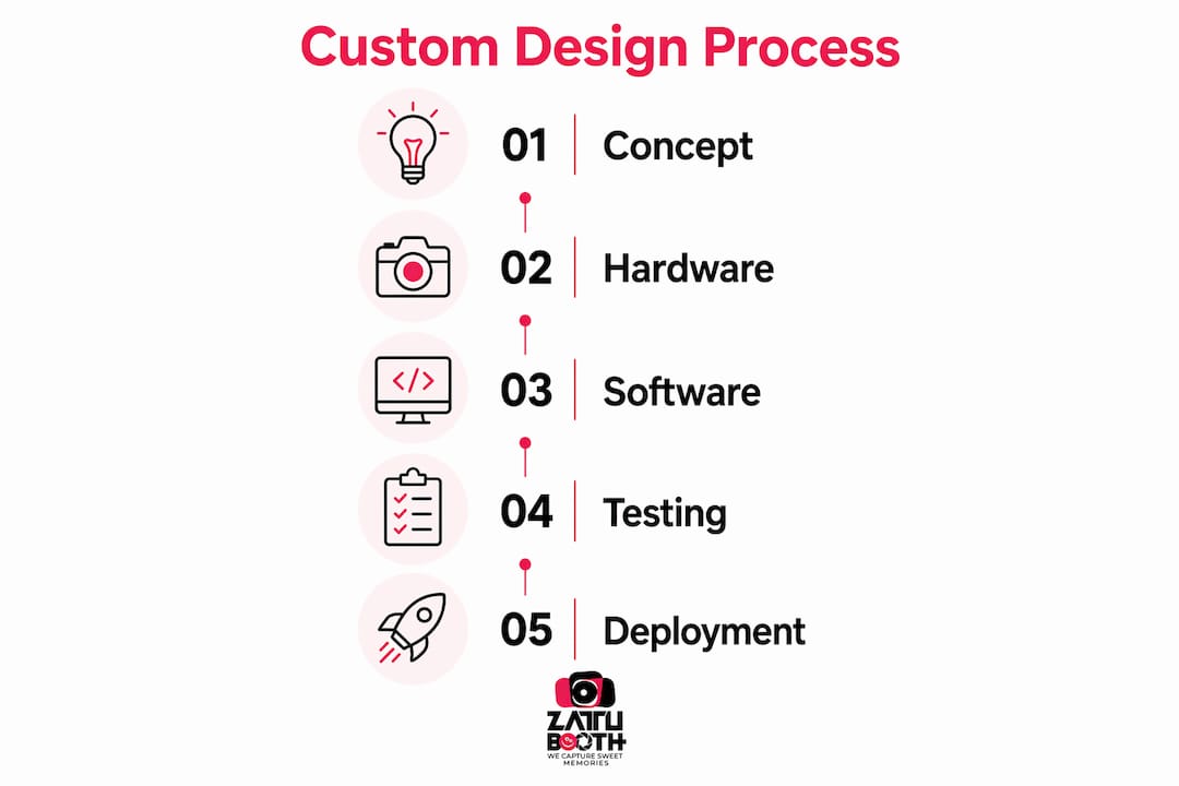 Infographic showing photo booth custom design process steps
