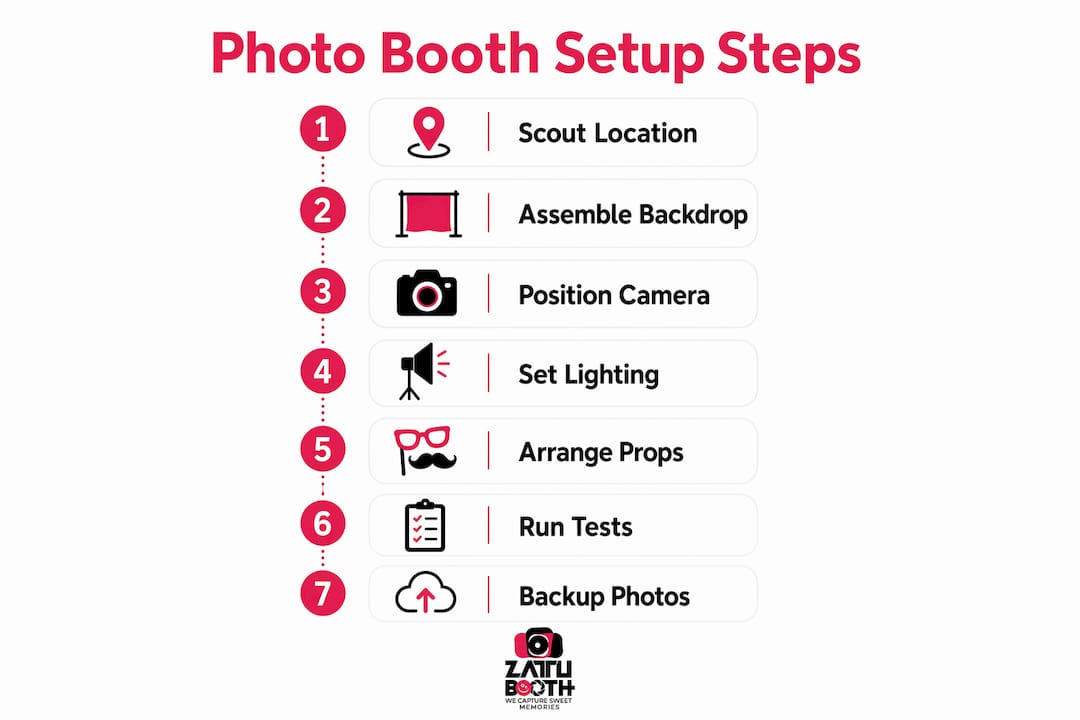 Infographic showing photo booth setup steps