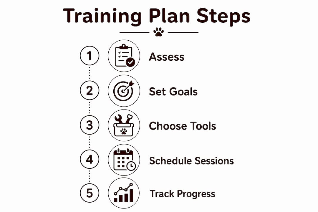 Infographic outlining dog training plan steps