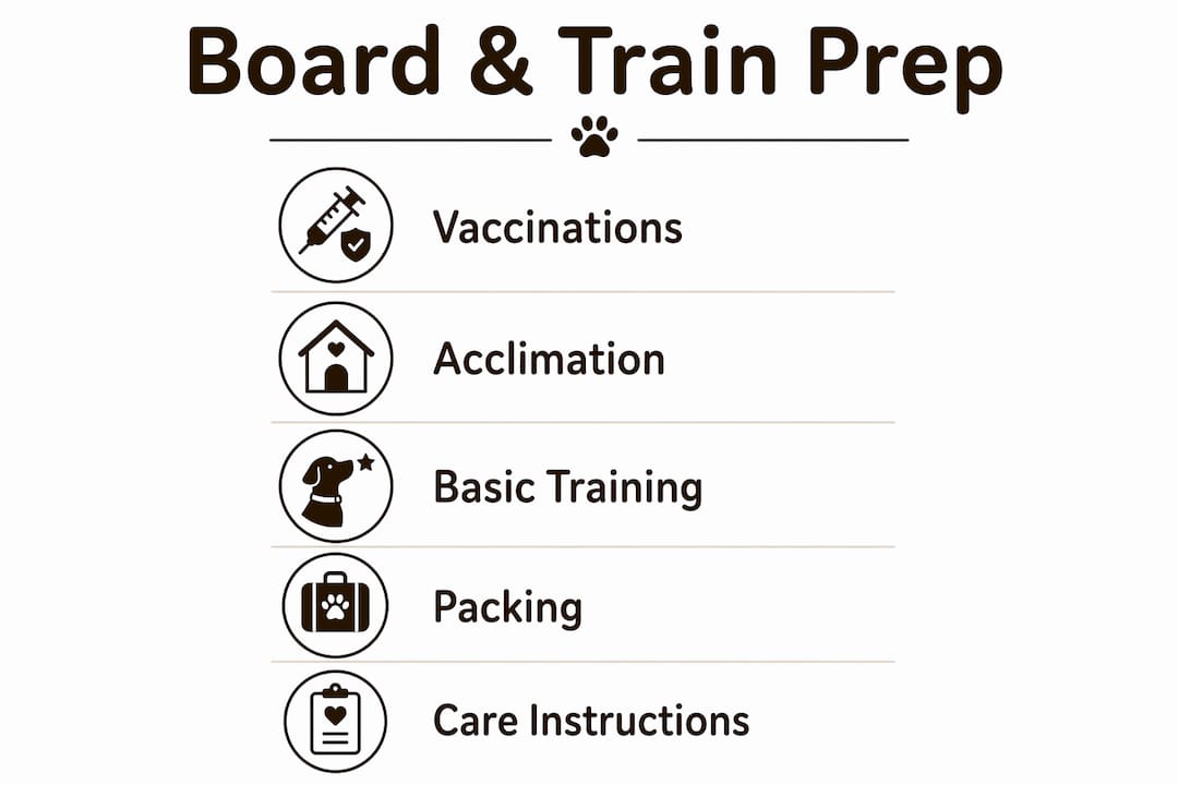 Infographic showing board and train preparation steps