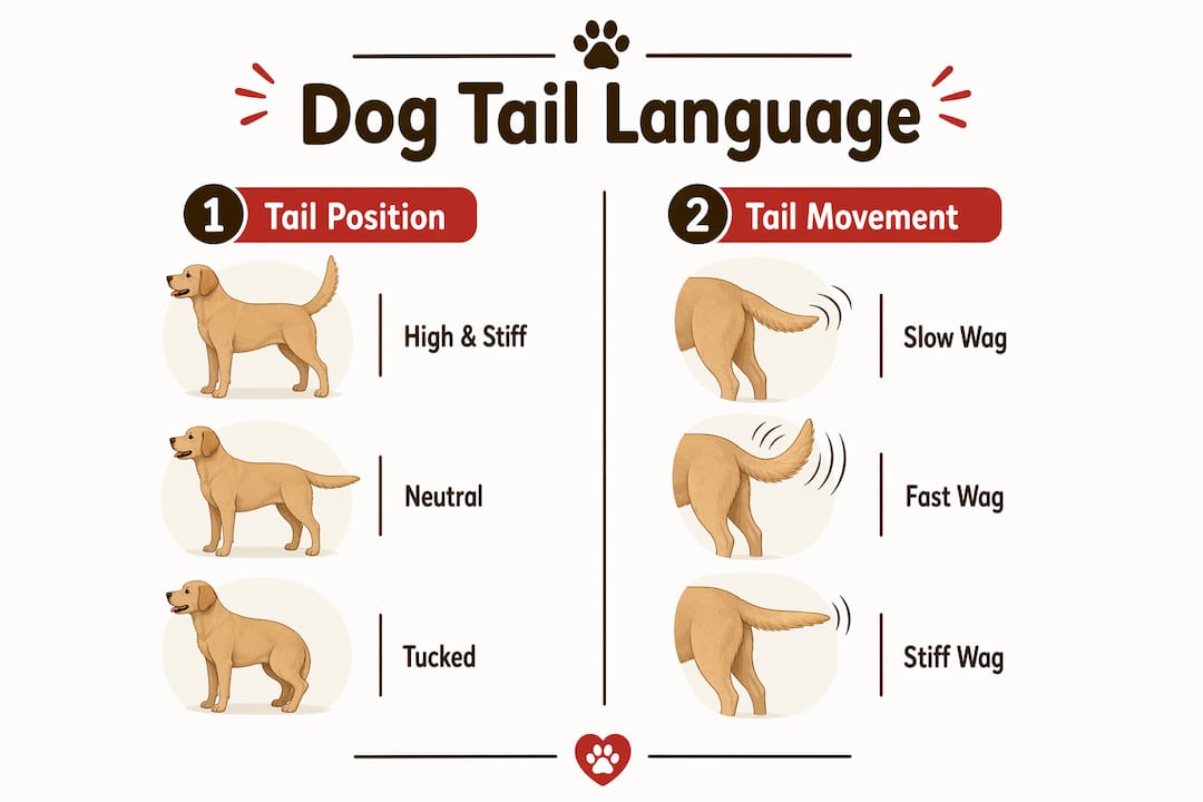 Infographic on dog tail position and movement