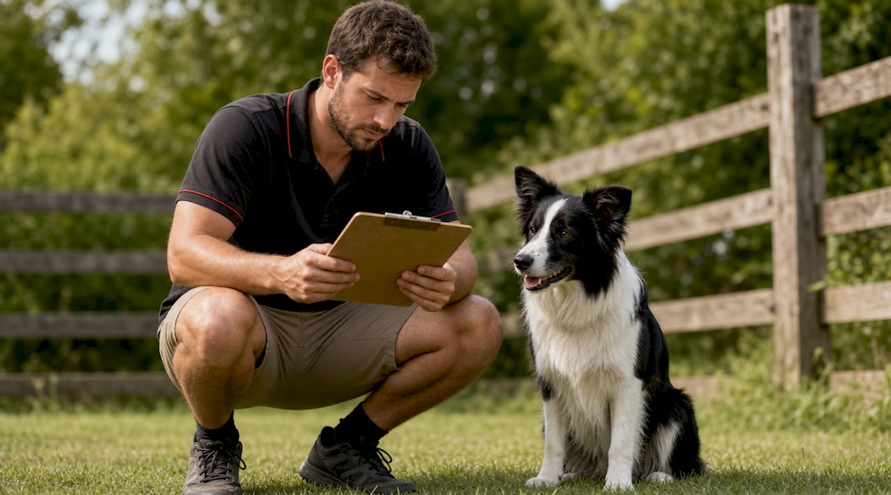 Dog trainer planning daily residential training schedule