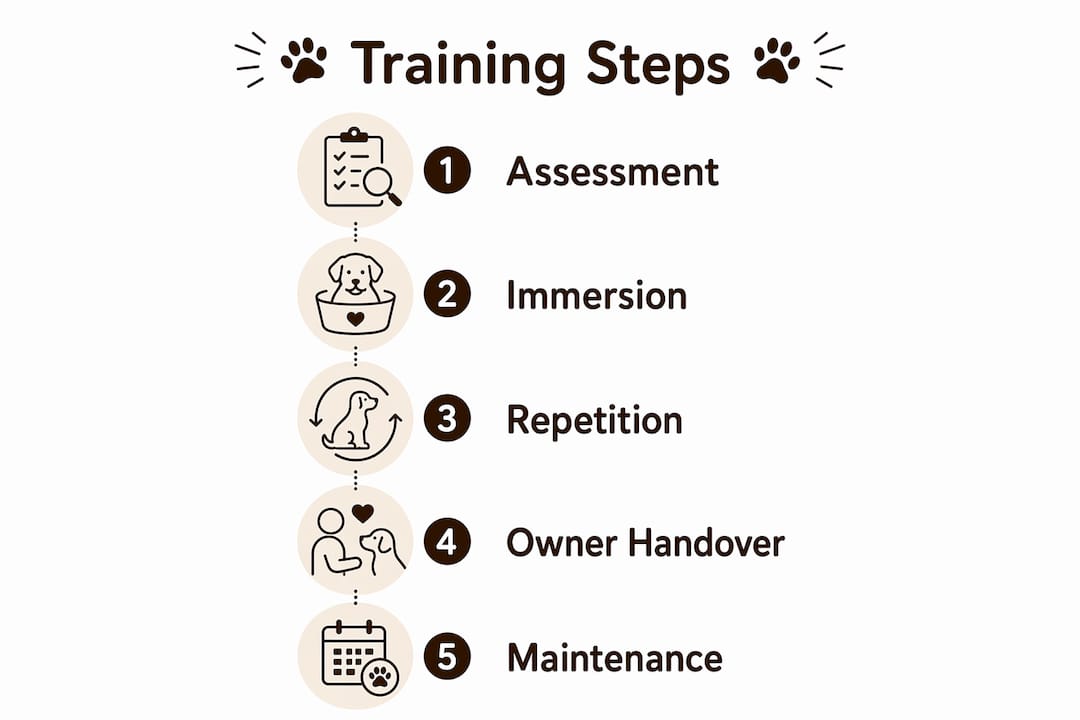 Infographic showing residential dog training process steps