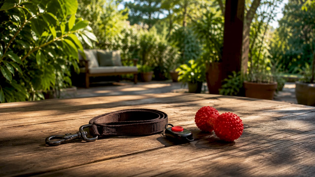 Essential dog training equipment setup