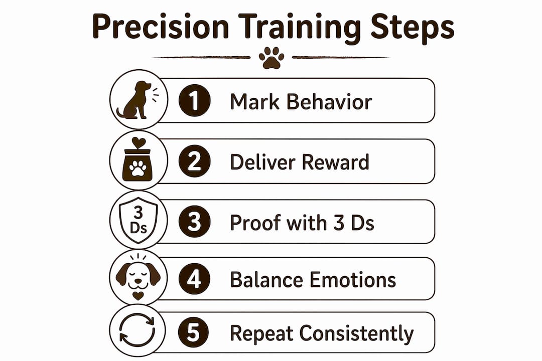 Infographic of precision dog training steps