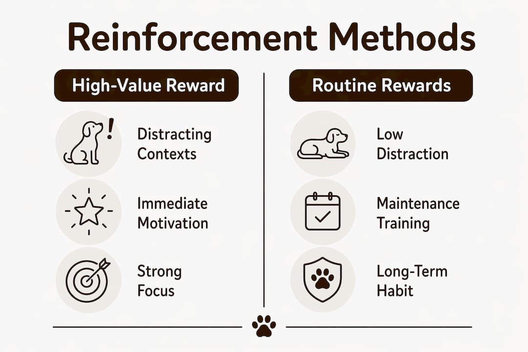 Infographic comparing dog training reinforcement methods