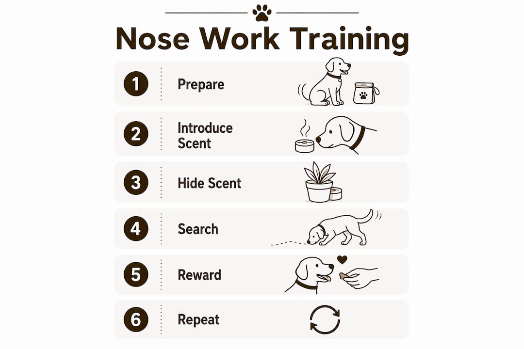 Infographic displaying steps in nose work training process