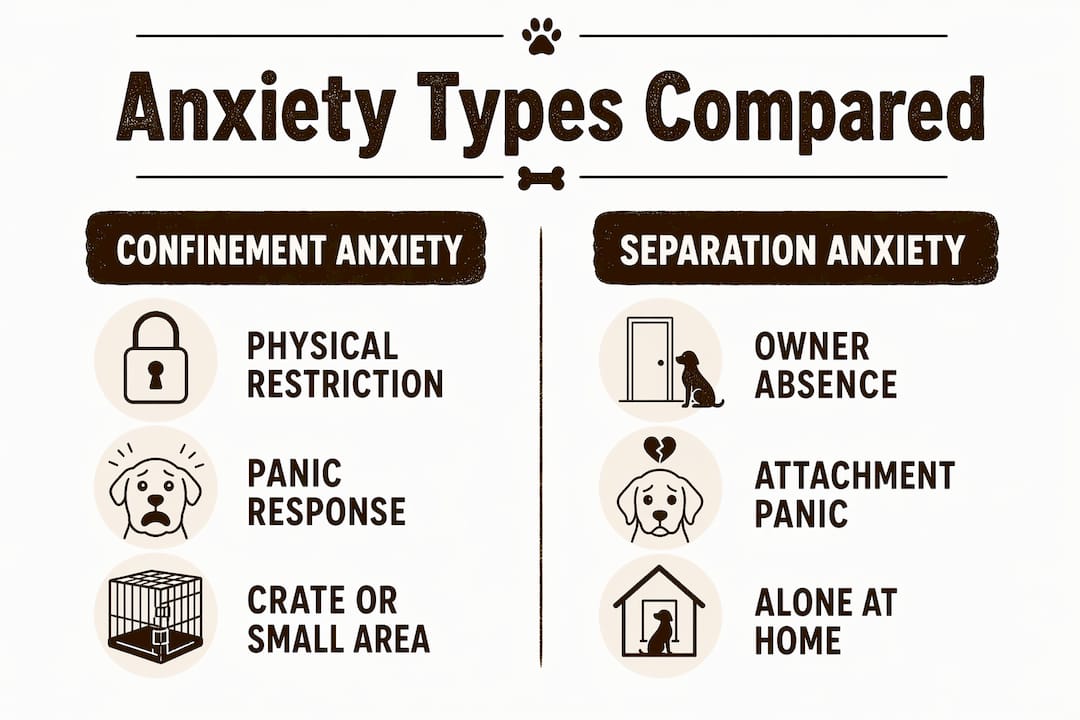 Infographic comparing confinement and separation anxiety in dogs