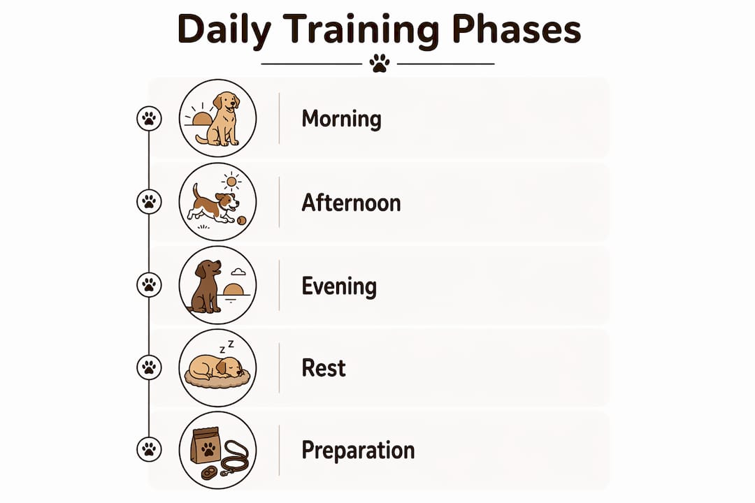 Infographic showing daily training phases in boarding