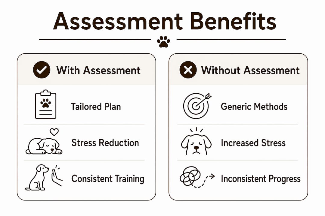 Infographic comparing training with and without assessment