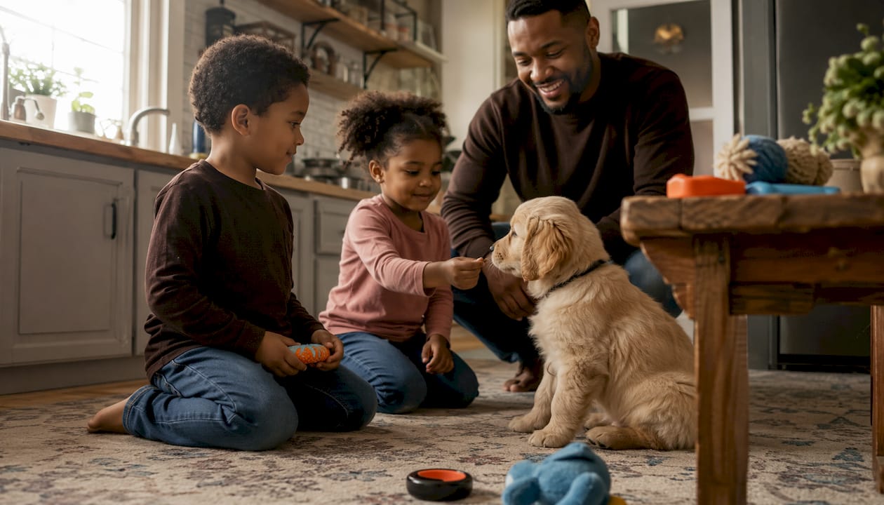 Family bonding during puppy training at home