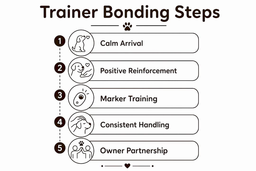 Infographic showing trainer bonding steps
