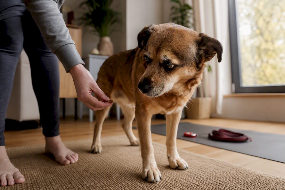 Dog turning away during training exercise