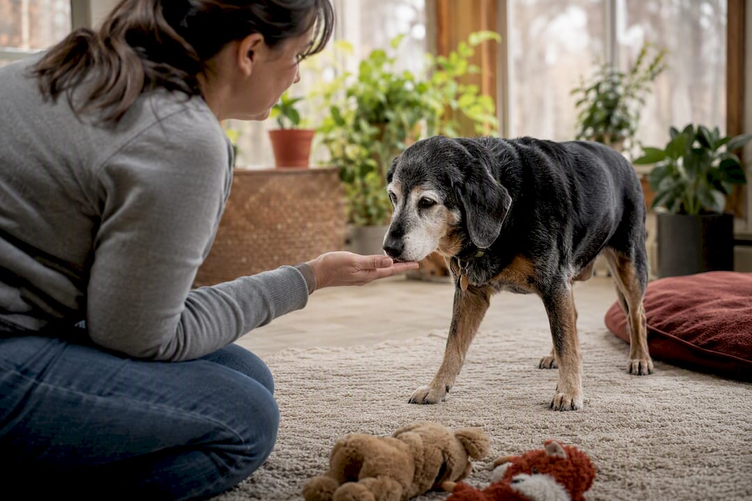 Senior dog gentle arthritis-friendly training