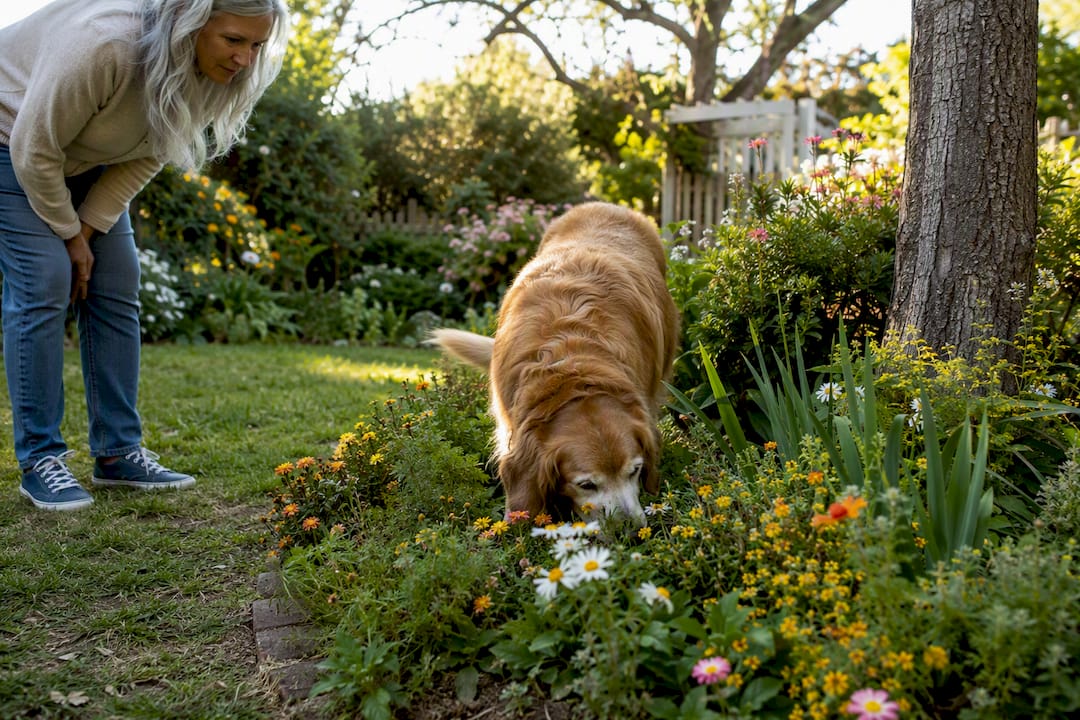 Senior dog scent game for cognitive support