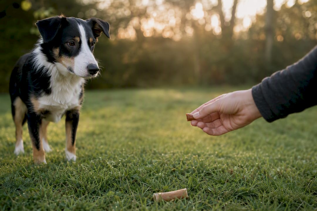 Dog calmly handling resource sharing training