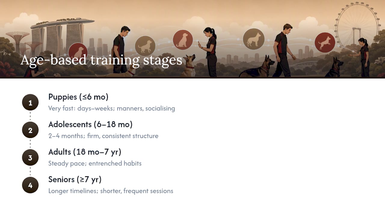 Dog training timelines by age stage