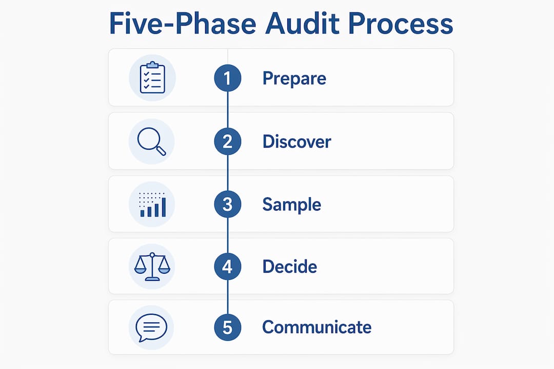 Infographic outlining five phases of AI audit process