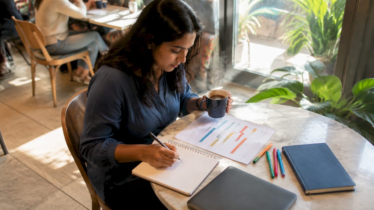 Product manager reviewing AI roadmap metrics