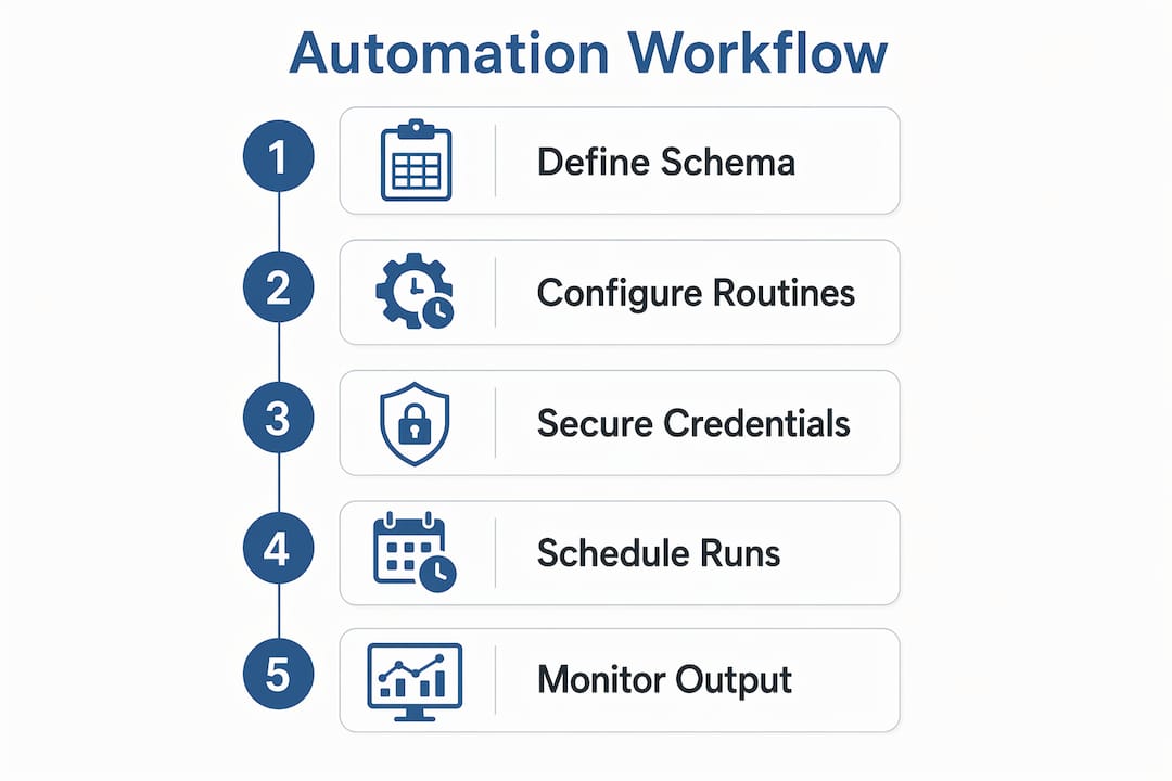 Infographic showing automation workflow steps