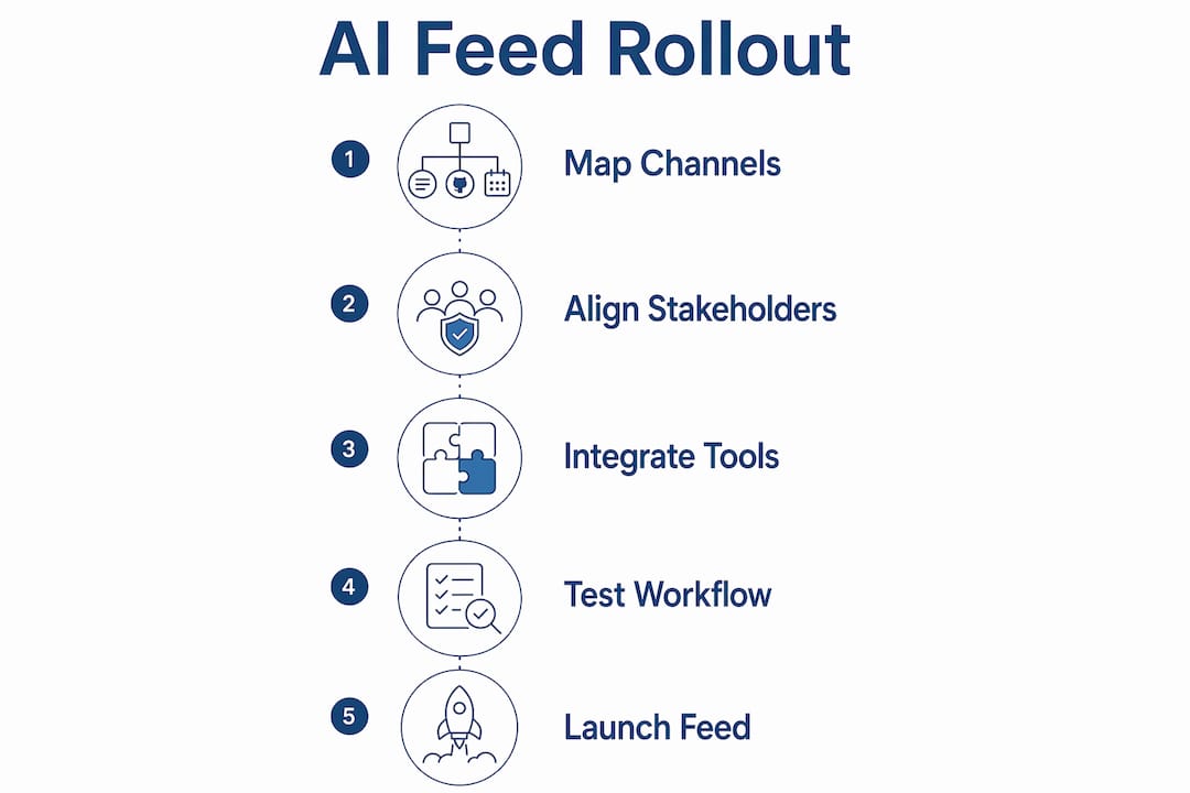 Infographic showing AI update feed rollout steps