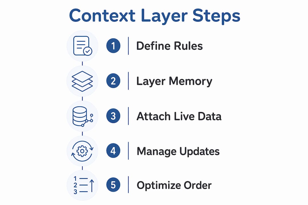 Infographic illustrating context layer structure steps