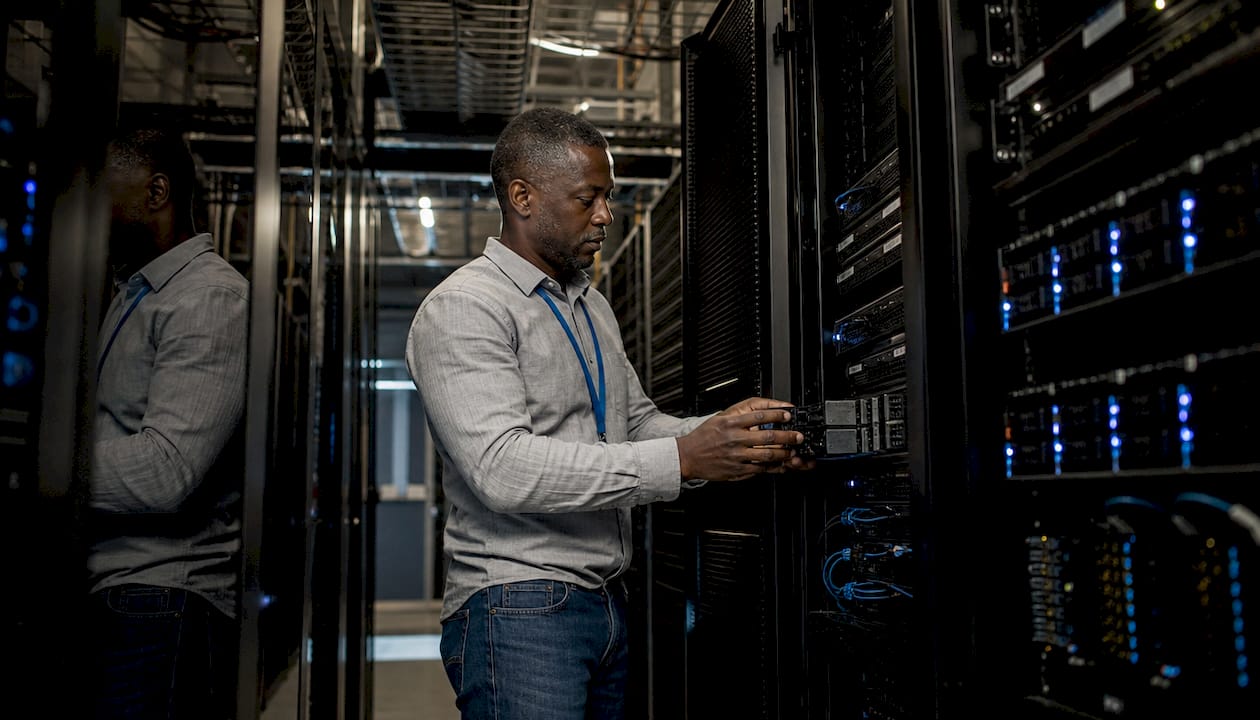 Hands configuring hardware for secure retrieval pipeline