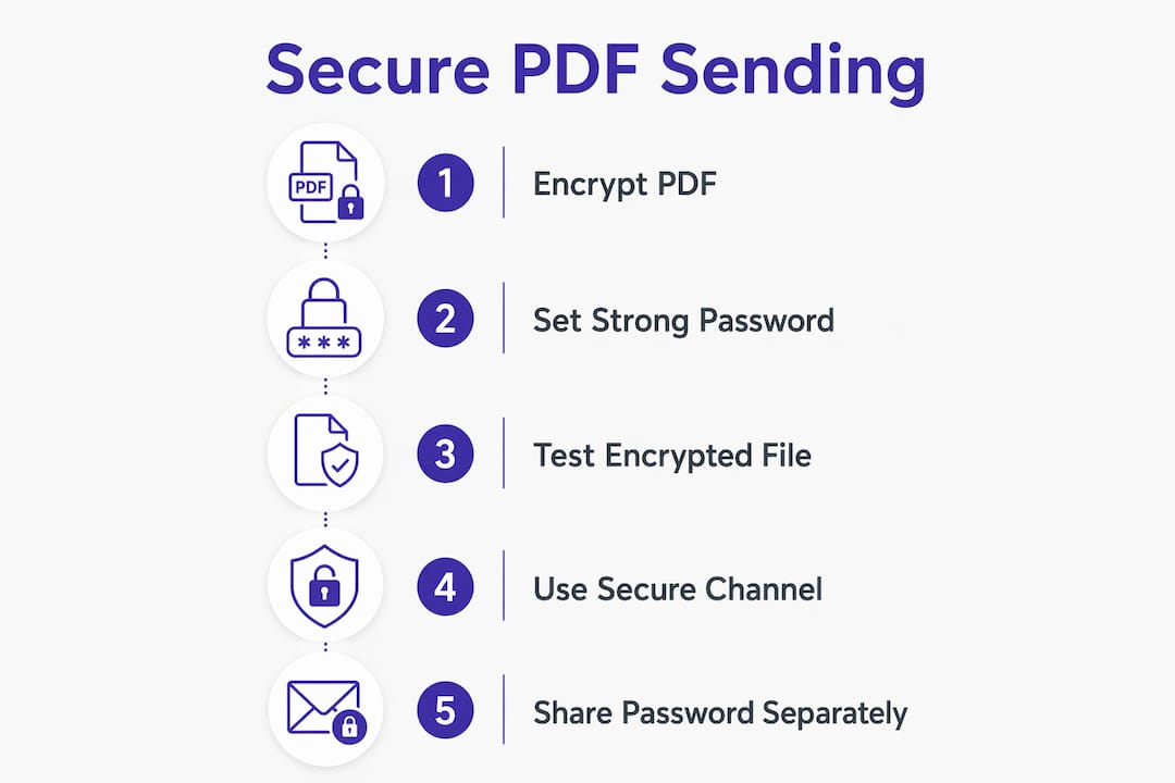 Infographic outlining secure PDF sending steps