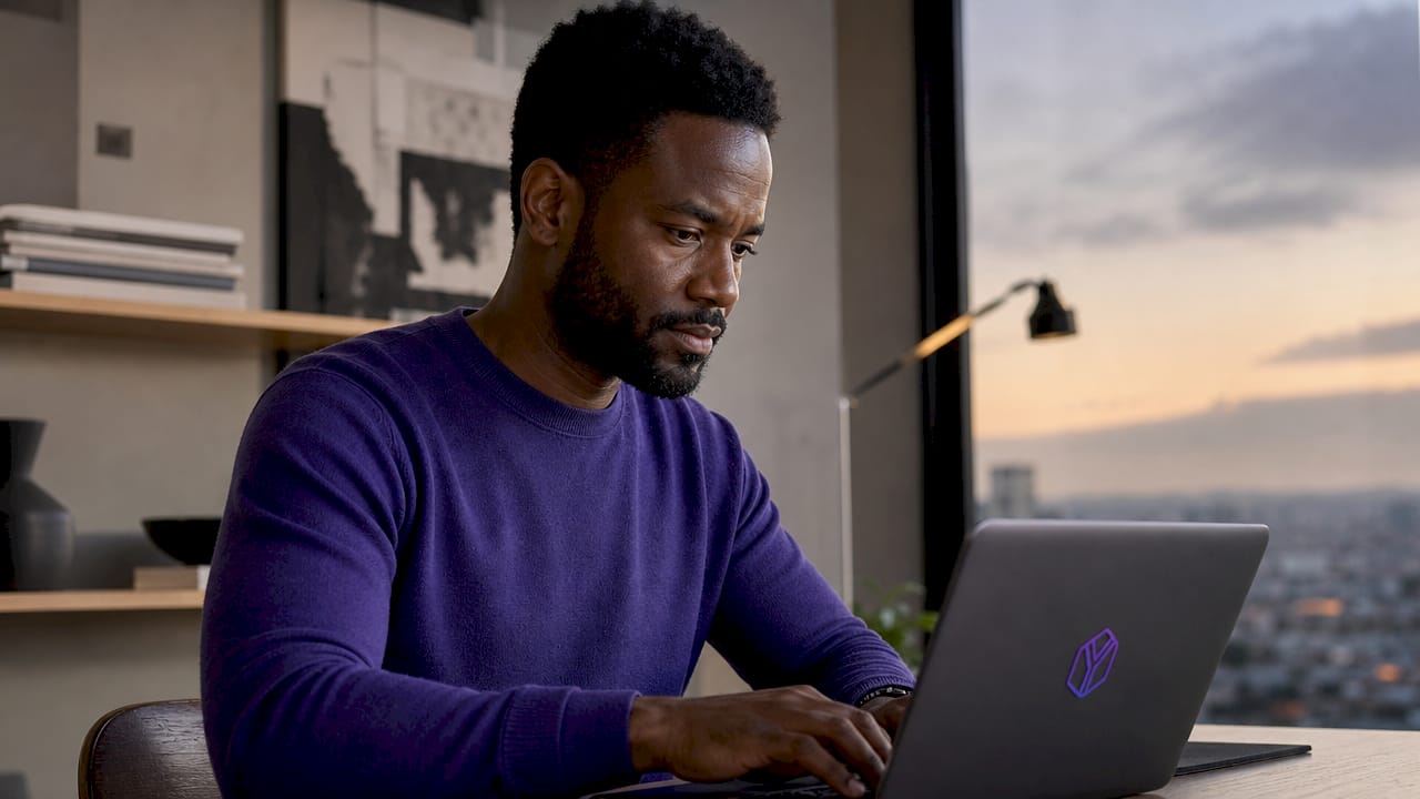 Hands adjusting security settings on laptop