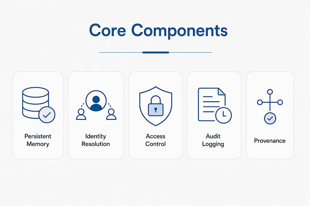 Infographic of core components of governed context layer