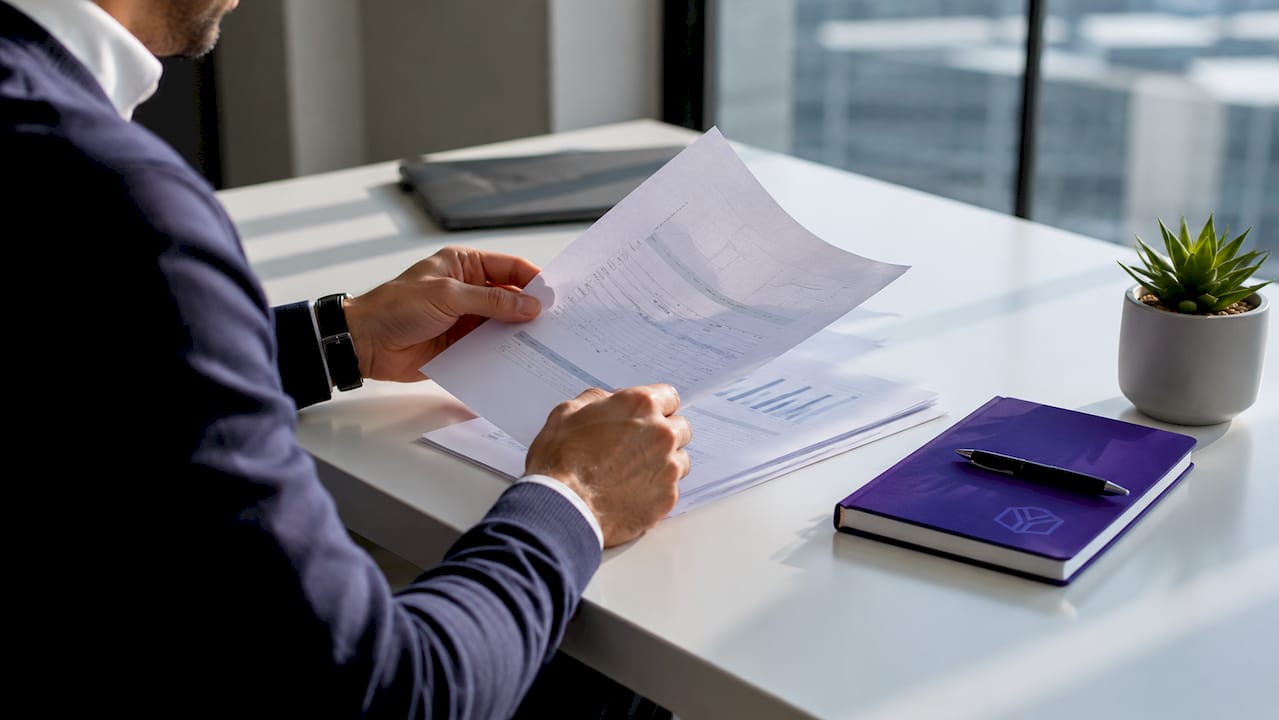Hands reviewing investor communications documents